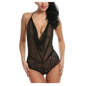 Sexy One Piece Lace Halter Babydoll Lingerie